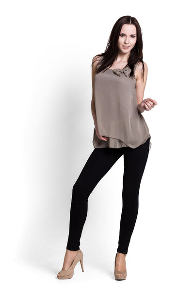 Brown Bow Party Top